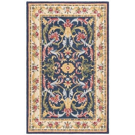 Safavieh Heritage Traditional Square Hand Hooked Rugs, Navy & Ivory - 6 x 6 ft. HG657N-6SQ